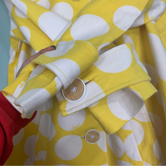 Lilly Pulitzer Blazer Jacket Circles Polka Dots White Yellow Button Size 6 - Picture 4 of 16